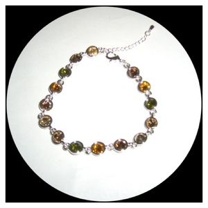 Olive & Orange Crystal Tennis Bracelet